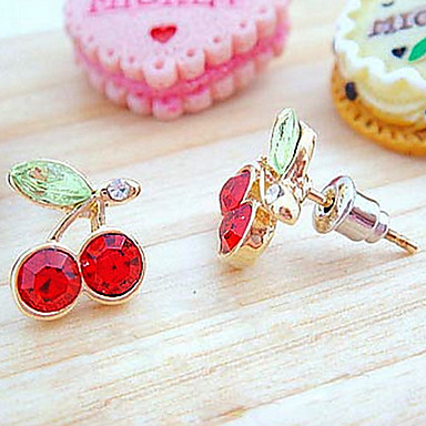 Японской и корейской версии Cute Red Cherry Кристалл Серьги Ретро E96