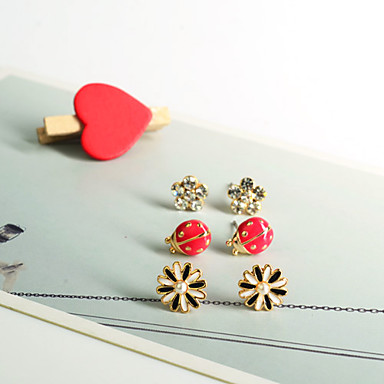 Цветы и Lady Жуки сплав Циркон Серьги Наборы (6 шт)