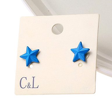 Сладкий (Star Shape) Многоцветный акриловые серьги стержня (желтый, зеленый, розовый, военно-морского флота, оранжевый) (1 пара)