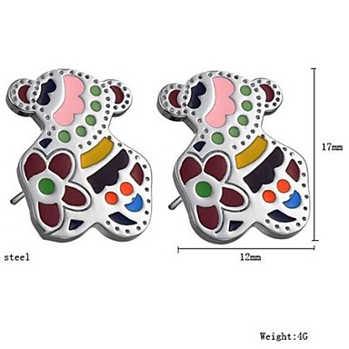 Мода Многоцветный нержавеющей стали Медведь серьги