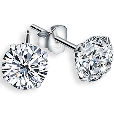 Классический женский Серебряный Diand Стад Серьги (1 пара)