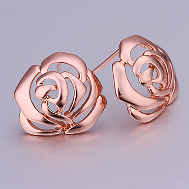 Покрытием из розового золота Подлинная Золотой Зеленый оловянного сплава серьги Lkn18Krgpe267