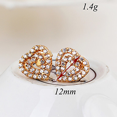 Позолоченные бронзовые серьги Циркон Стад ERZ0069 - Heart Shaped