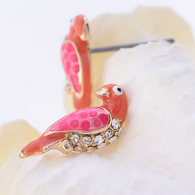 Lureme Нежный красной эмалью серьги Стад Parrot