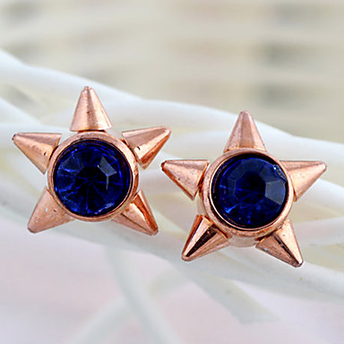 Мода Star Blue Gem с золотой сплав серьги-гвоздики (1 пара)
