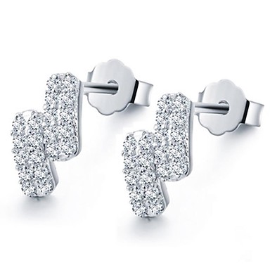 Классический женский Серебряный Diand Стад Серьги (1 пара)