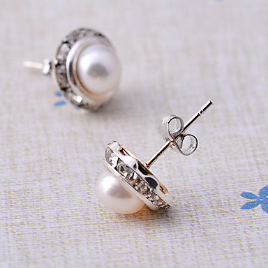 Fashinable старинное серебро Круглый Ziron Серьги (белый)