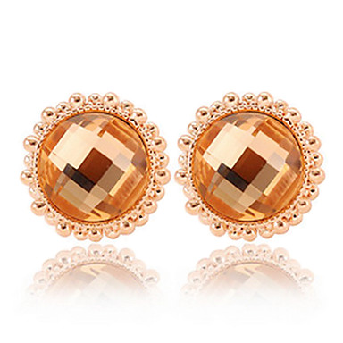 Европейский Золото Проба серьги стержня (Champange, прозрачный) (1 пара)