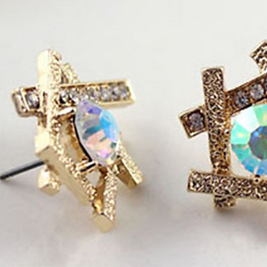 Мода Золото Позолоченные С горный хрусталь серьги-гвоздики (1 шт)