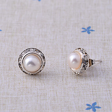 Fashinable старинное серебро Круглый Ziron Серьги (белый)