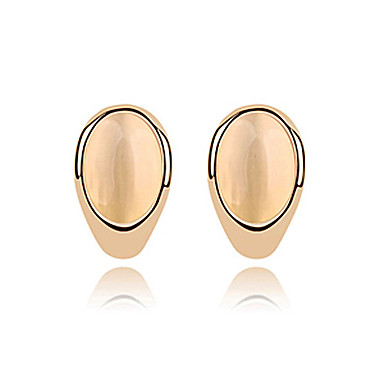 Овальные серьги инкрустация Opal сплава
