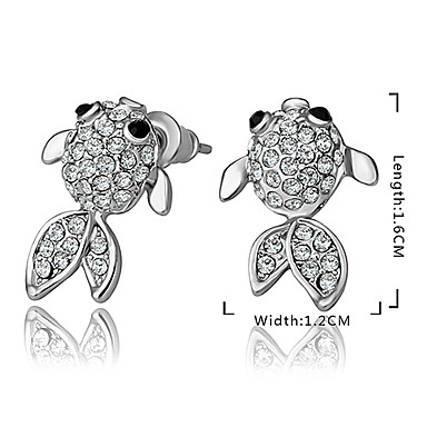 Сладкий Золотая рыбка сплава Стад Серьги с Rhinestone (1 пара) (Белый, Золотой, розовый)