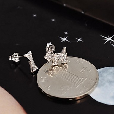Сладкий D0g косточки S925 Посеребренная серьги стержня