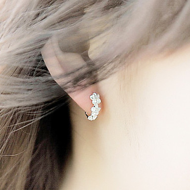 (1 шт) Сладкий серебряного сплава Rhinestone Серьги (серебро)