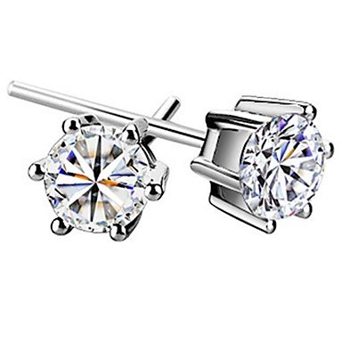 Классический женский Серебряный Diand Стад Серьги (1 пара)