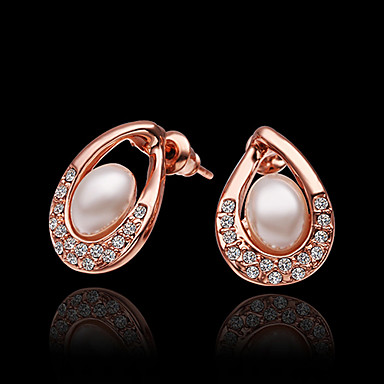 Имитация Pearl 18K позолоченные серьги