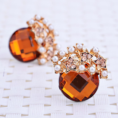 Lureme Круглый Rhinestone серьги стержня перлы