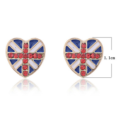 Heart Shape Национальный флаг серьги Стад