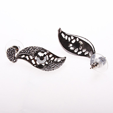 Кристалл инкрустированные листьев Ear Stud