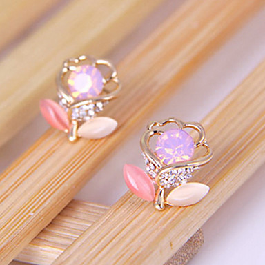 Мода алмазов цветок серьги темперамент полые сладкие розы опал серьги E789