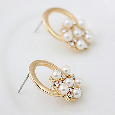 Сладкий Морская звезда Shaped Имитация Перл с Rhinestone Золото Проба серьги стержня (1 пара)