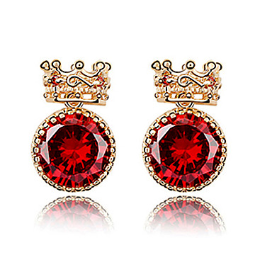 Твердые Crown Циркон Серьги инкрустированный латунь