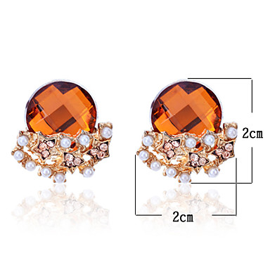 Lureme Круглый Rhinestone серьги стержня перлы