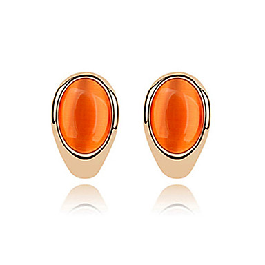 Овальные серьги инкрустация Opal сплава