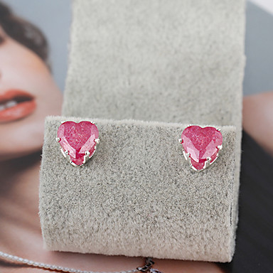 Позолоченные бронзовые серьги Циркон Стад ERZ0286 - Heart Shaped