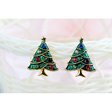 Мода Рождественская елка (треугольник падения) Темно-зеленый кристалл серьги стержня (темно-зеленый) (1 пара)