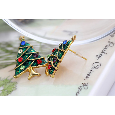 Мода Рождественская елка (треугольник падения) Темно-зеленый кристалл серьги стержня (темно-зеленый) (1 пара)