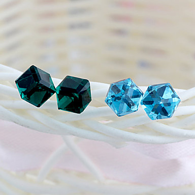Классический Куб Синий Rhinestone серьги стержня (синий, голубой) (1 пара)