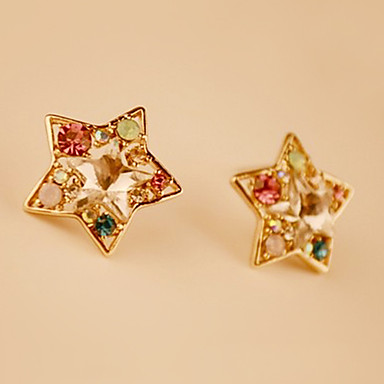 Пятиконечная звезда сплава серьги падения с Rhinestone (1 пара)