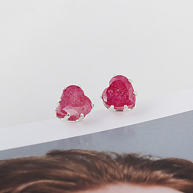 Позолоченные бронзовые серьги Циркон Стад ERZ0286 - Heart Shaped