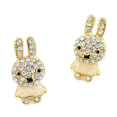 Sweet Стиль Золотой Кролик Белый Rhineston серьги стержня