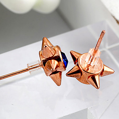Мода Star Blue Gem с золотой сплав серьги-гвоздики (1 пара)