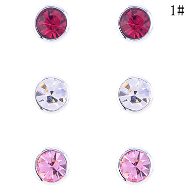 Lureme Высокое качество Красочные Стад Серьги кристаллы Set (3 пары в набор) (разных цветов)