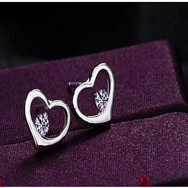 Классический женский Серебряный Diand Стад Серьги (1 пара)