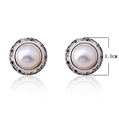 Fashinable старинное серебро Круглый Ziron Серьги (белый)