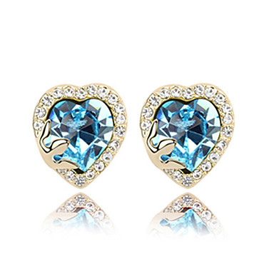 Heart Shaped Кристалл с Rhinestone шипованных пограничного Платиновый покрытием Серьги