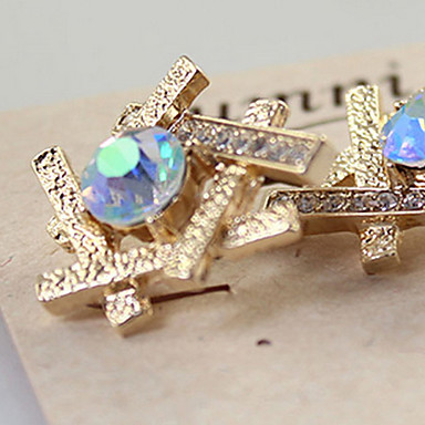 Мода Золото Позолоченные С горный хрусталь серьги-гвоздики (1 шт)