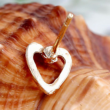 Классический пронзили сердце Золото Проба серьги стержня (1 пара)