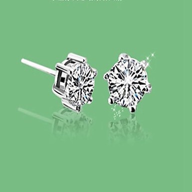 Классический женский Серебряный Diand Стад Серьги (1 пара)