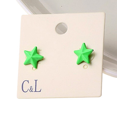 Сладкий (Star Shape) Многоцветный акриловые серьги стержня (желтый, зеленый, розовый, военно-морского флота, оранжевый) (1 пара)