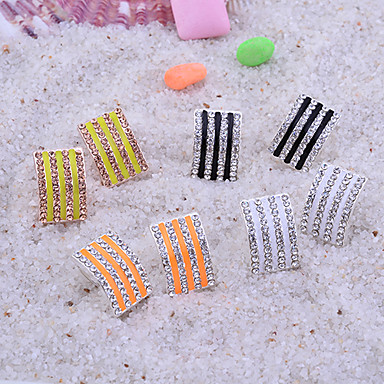 Серебряный позолоченный сплав Циркон полосой Pattern Серьги (разных цветов)