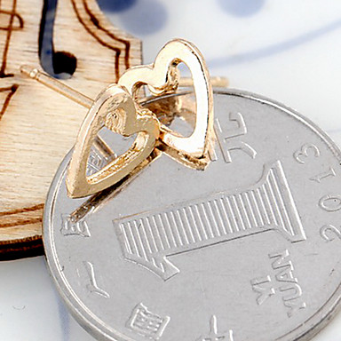 Классический пронзили сердце Золото Проба серьги стержня (1 пара)