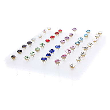 18 пар круглую форму стержня Rhinestone серьги смешанных цветов (10 шт / лота)