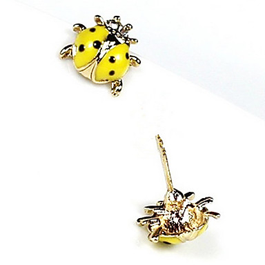 Сладкий Жук Желтые стержня сплава серьги (1 пара)