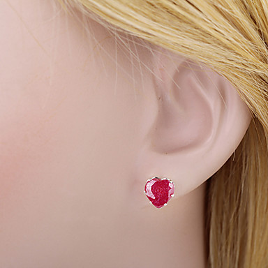 Позолоченные бронзовые серьги Циркон Стад ERZ0286 - Heart Shaped