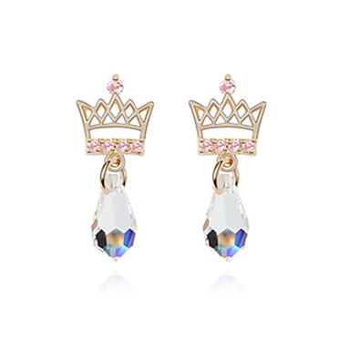 Мода полые Crown формы с Кристалл серьга 18K позолоченный Серьги